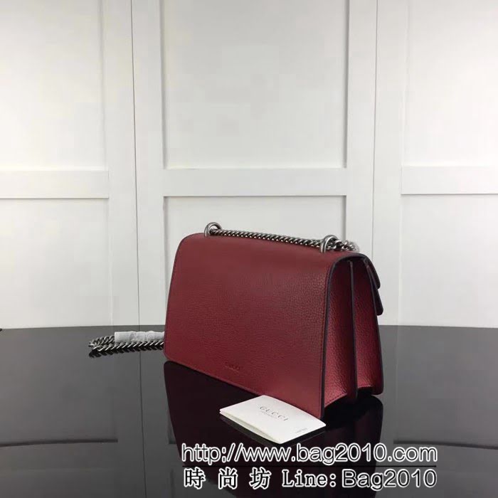 GUCCI古馳原單 新款 專櫃品質原單貨實物實拍 400249 棗紅全皮 對正品雙色皮 鏈條單肩斜挎包 HY1014